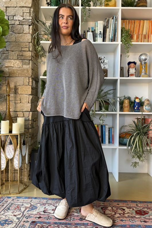 Paloma Bubble Hem Layering Dress Black